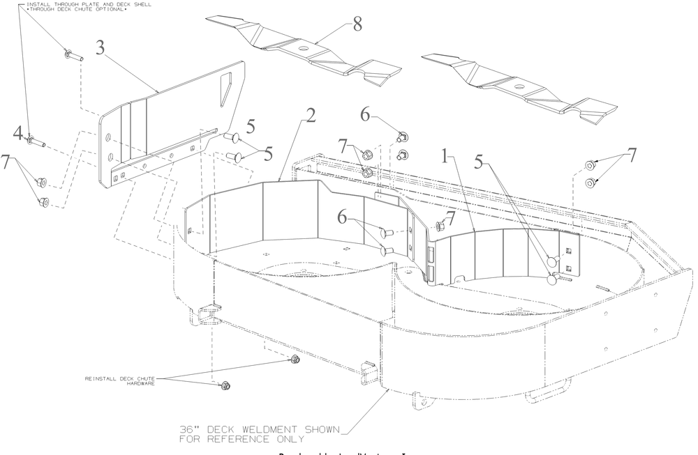 General Assembly Diagram and Parts List for 59B50003150 (36Inch)(2023) Cub Cadet Lawn Tractor Accessories